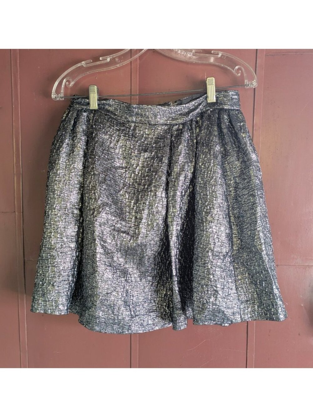 Kate Spade New York Metallic Twirl Reverse Pleat Cocktail Party Skirt Size 8